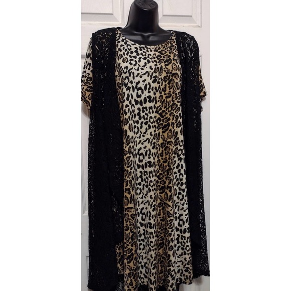 "Lucky & Blessed" Leopard dress & Black Lace Cover-up by "Southern Stitch" (XL) - Picture 1 of 4